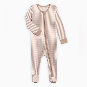 NEVER WORN - Colored Organics Peyton Zipper Sleeper - Truffle Stripe